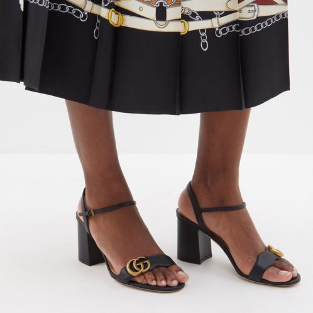 GUCCI LEATHER MID-HEEL SANDAL - Picture 3 of 8